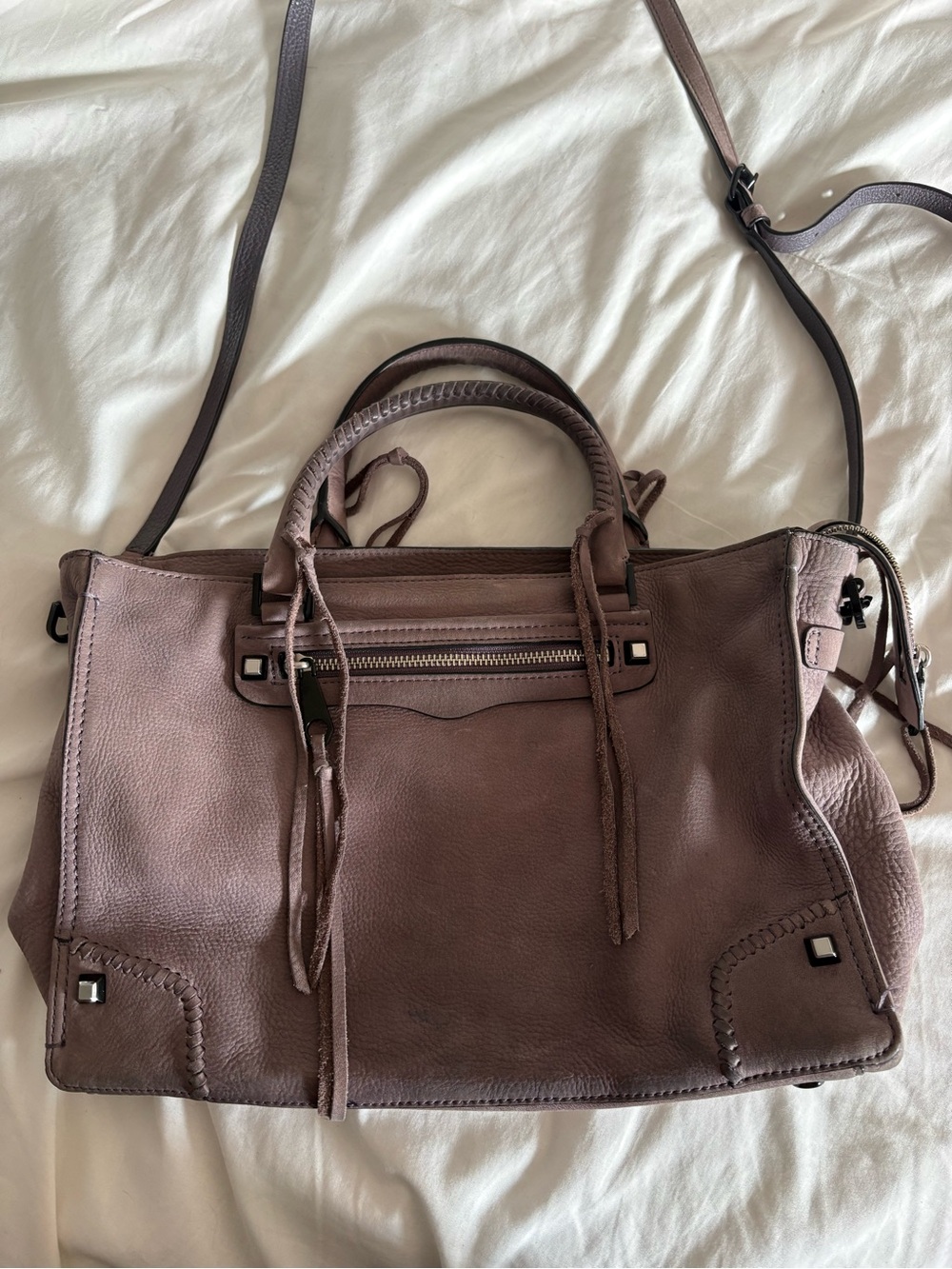 Rebecca Minkoff Dusty Taupe Leather Convertible Shoulder Satchel
